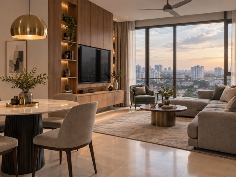 Condo living room completed by an interior designer in KL