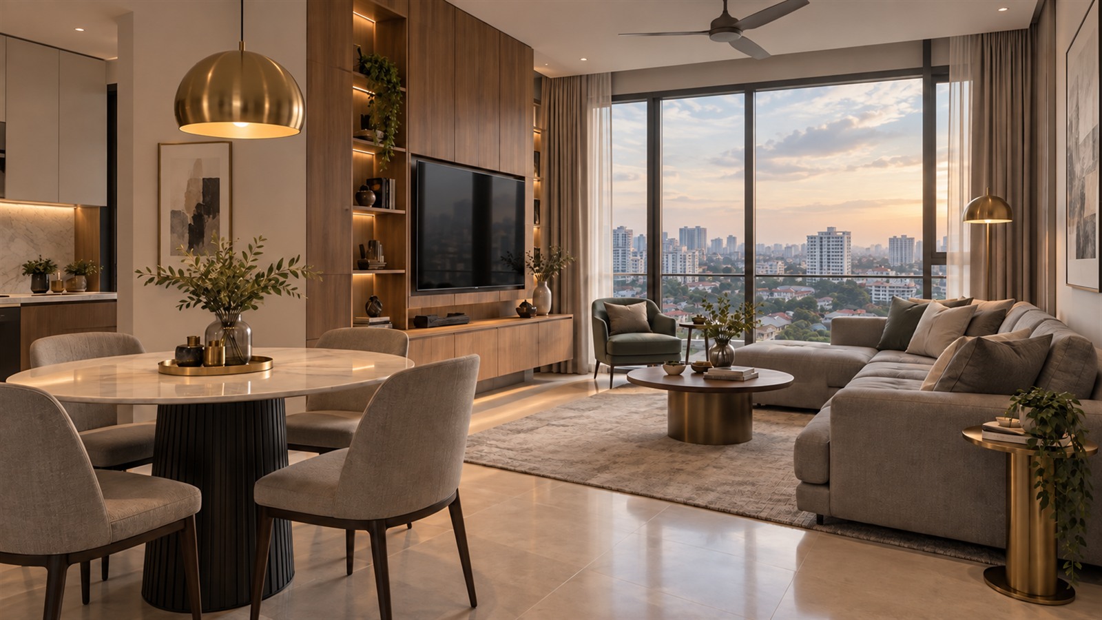 Condo living room completed by an interior designer in KL