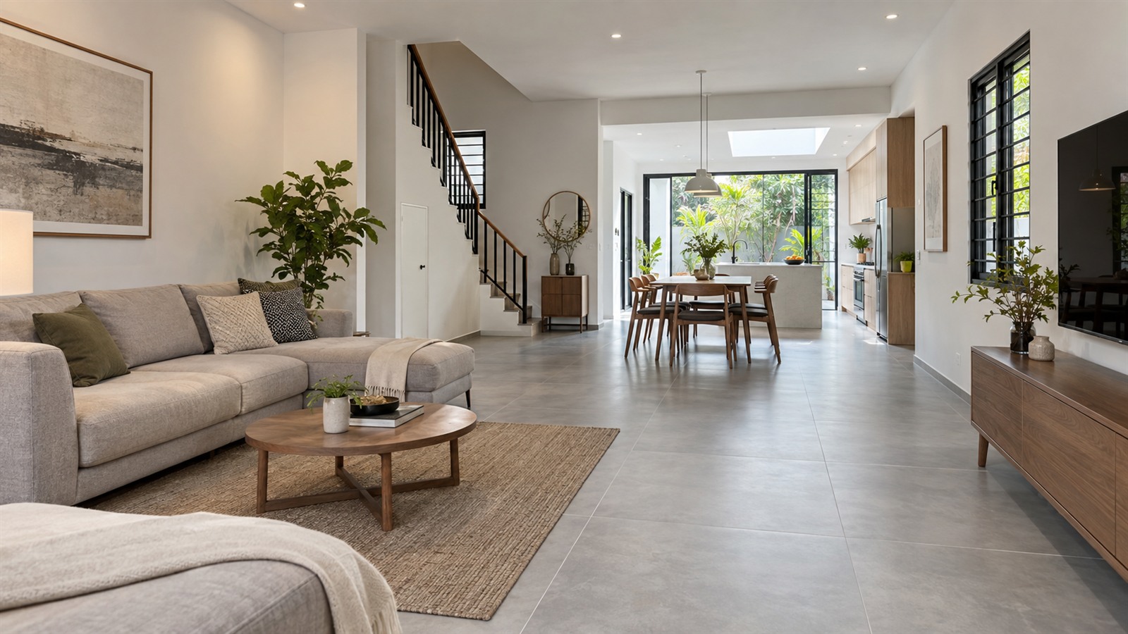 Terrace house renovation with an open living area and new kitchen extension